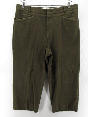 VINTAGE Paul Stuart Pants 38 Olive Trousers USA Made Hemmed 38X23 *